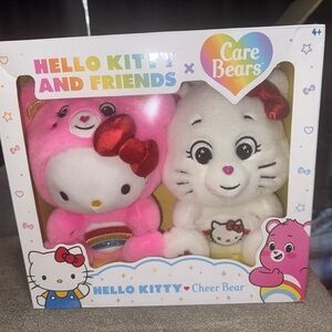 Hello Kitty and Care Bears Plush Set - Pink and White